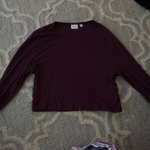 Aritzia Sunday Best Maroon cropped ribbed longsleeve